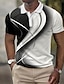 baratos polos de botões masculinos-Geometria Gradual Homens Business casual 3D Imprimir Camiseta Polo Camisa Polo Waffle Rua Vestir para trabalhar Roupa Diária Tecido Waffle Manga Curta Aberto para a Lateral Camisas polo Branco