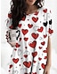 levne grafické oblečení na spaní-Dámské Noční košile Šaty Srdce Módní Pohodlné Měkké Domů Denní Postel Polyester Prodyšné Tričkový Krátký rukáv Léto Jaro Bílá