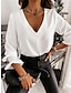 preiswerte Basic-Damenoberteile-Hemd Bluse Damen Schwarz Weiß Feste Farbe Spitze Rückenfrei Strasse Täglich Modisch V Ausschnitt S