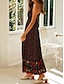 Χαμηλού Κόστους Print Φορέματα-Γυναικεία Καθημερινό φόρεμα Φλοράλ Εξώπλατο Στάμπα Τιράντες Μακρύ Φόρεμα Μάξι Φόρεμα Βοημία Etnic Διακοπές Αμάνικο Καλοκαίρι