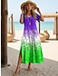 Χαμηλού Κόστους Print Φορέματα-Γυναικεία Καθημερινό φόρεμα Κοντομάνικο φόρεμα Σκίσιμο Στάμπα Στρογγυλή Ψηλή Λαιμόκοψη Μακρύ Φόρεμα Μάξι Φόρεμα Ημερομηνία Κοντομάνικο Καλοκαίρι