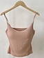 cheap Basic Women&#039;s Tops-Tank Women&#039;s Black Pink Khaki Solid Color Removable Pad Street Daily Fashion Strap One-Size