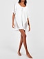 levne obyčejné šaty-Dámské Bílé šaty Mini šaty Šňůrky Vystřižený Dovolená Plážové Šik ven Sexy Do V Krátký rukáv Bílá Barva