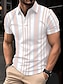 tanie klasyczna koszulka polo-Męskie Koszulka polo Praca Ulica Wieczorne Krótkie rękawy Pasek Podstawowy Lato Luźna Biały Khaki Koszulka polo
