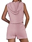 Недорогие Базовые плечевые изделия для женщин-Танк Набор Жен. Черный Розовый Военно-зеленный Сплошной цвет Укороченный топ Для улицы Повседневные Мода Капюшон Стандартный S