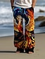 billige Bukser med påtryk til mænd-farvet glas phoenix herre 3d-printede fritidsbukser bukser elastisk talje snøre løs pasform sommer strandbukser med lige ben s til 3xl