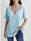 abordables Camisetas de mujer-Mujer Camiseta Corazón Estampado Cremallera de un cuarto Noche Moda Manga Corta Escote en Pico Blanco Primavera verano