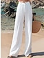 abordables pierna ancha y cintura alta-Mujer Perneras anchas Pantalones Lino Bolsillos laterales Perneras anchas Longitud total Negro Primavera &amp; Otoño