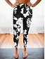 voordelige grafische broeken-Dames Leggings Polyester Bloemig Geometrisch Zwart Wit Actief Hoge taille Enkellengte Alledaagse kleding Vakantie Lente