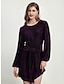 cheap Party Dress-Women&#039;s Party Dress Cocktail Dress Wedding Guest Dress Mini Dress Purple Long Sleeve Pure Color Lace up Sparkle Spring Fall Winter Crew Neck Fashion Party Modern Winter Dress Christmas Wedding Guest