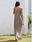 cheap Casual Dress-Loose Sleeveless One Shoulder Split Summer Maxi Dress