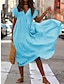 Χαμηλού Κόστους σχέδιο βαμβακερά &amp; λινά φορέματα-Γυναικεία Καθημερινό φόρεμα Φόρεμα ριχτό από τη μέση και κάτω Φόρεμα σε γραμμή Α Μακρύ Φόρεμα Μάξι Φόρεμα Λινό Σουρωτά Ημερομηνία Διακοπές Κομψό στυλ street Μάξι Λαιμόκοψη V Κοντομάνικο