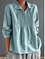preiswerte Basic-Damenoberteile-leinenhemd Hemd Bluse Damen Weiß Gelb Blau Feste Farbe mit Schnürung Strasse Täglich Modisch Hemdkragen Bettwäsche aus Baumwolle Regular Fit S