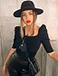 voordelige Dames eenvoudige tops-T-shirt Dames Zwart Geel Blozend Roze Effen Kleur Met ruches Straat Dagelijks Modieus Vierkante hals Normale pasvorm S