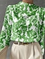 billige Bluser og skjorter til kvinner-Dame Skjorte Bluse Blomstret Trykt mønster Arbeid Mote Langermet Crew-hals Svart Vår &amp; Vinter