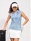 billige Designerkolleksjon-Dame POLO T-skjorte Lyseblå Ermeløs Solbeskyttelse Topper Paisly Dame golfantrekk Klær Antrekk Bruk klær