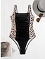 cheap One-piece swimsuits-Women&#039;s Swimwear One Piece Swimsuit Ruched Leopard Stylish Bathing Suits