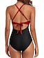 cheap One-piece swimsuits-Women&#039;s Normal Swimwear One Piece Swimsuit Cut Out Color Block Beach Wear Holiday Bathing Suits