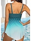 preiswerte Tankinis-Damen Badeanzug Tankini 2 Stück Bademode 2 teilig Print Einstellbar Farbverlauf Bedruckt Gurt Strandbekleidung Mehrfarbig Badeanzüge