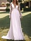 cheap Wedding Dresses-Beach Wedding Dresses A-Line V Neck Long Sleeve Floor Length Chiffon Bridal Gowns With Solid Color 2024