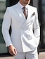 preiswerte Anzüge-weiße Herrenanzüge für den Abschlussball, Hochzeitsanzüge, einfarbig, 2-teilig, für den Alltag, Business, Übergröße, zweireihig, sechs Knöpfe, 2024