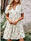 Χαμηλού Κόστους Print Φορέματα-Γυναικεία Σιφόν Καθημερινό φόρεμα Φόρεμα σε γραμμή Α Φλοράλ Στάμπα Λαιμόκοψη V Μίνι φόρεμα Etnic Μπόχο Διακοπές Κοντομάνικο Καλοκαίρι