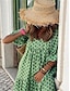Χαμηλού Κόστους Print Φορέματα-Γυναικεία Καθημερινό φόρεμα Φλοράλ Συνδυασμός Χρωμάτων Στάμπα Στρογγυλή Ψηλή Λαιμόκοψη Μακρύ Φόρεμα Μάξι Φόρεμα Βοημία Διακοπές 3/4 Μήκος Μανικιού Καλοκαίρι