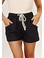 preiswerte Damenshorts-Damen Leinenhose Shorts Kurze Hosen Bettwäsche aus Baumwolle Seitentaschen Kurz Schwarz Sommer