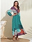 abordables robe décontractée imprimée-robe longue en satin à imprimé animal (ceinture incluse)