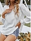 preiswerte Blusen und Hemden für Damen-Damen Hemd Spitzenhemd Bluse Weißes Spitzenhemd Glatt Casual mit Schnürung Rüsche Schwarz Langarm Modisch Täglich V Ausschnitt Sommer Frühling