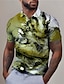 billiga pikétröja för män-Drake Herr Abstrakt 3D Mönster POLO Shirt golfpolo Utomhus Dagliga kläder Streetwear Polyester Kortärmad Nedvikt Polotröjor Gul Rubinrött Sommar S M L Microelastisk Lapel Polo