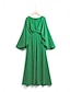 ieftine rochie de petrecere-rochie de nunta de dama maxi verde cu decolteu in V cu maneca dolman design pelerina