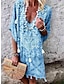 abordables Robes à motifs-Femme Robe vintage Robe casual Franges Imprimer Col V Mini robe Bohême Ethnique Vacances Demi Manches Eté