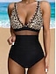 preiswerte Bikini-Sets-Damen Normal Badeanzug Bikinis Bademode Gitter Patchwork Feste Farbe Leopard Strandbekleidung Urlaub Badeanzüge