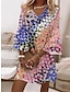 olcso Mintás ruhák-Női hétköznapi ruha Virágos Fodrozott Nyomtatott V-alakú Fodor ujjú Mini ruha Randi Vakáció Háromnegyedes Nyár Tavasz