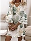 abordables Robes à motifs-Femme Robe casual Géométrique Plaid A Volants Imprimer Col V Manches à volants Mini robe Rendez-vous Vacances Manches 3/4 Eté Printemps