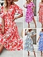 Χαμηλού Κόστους Print Φορέματα-Γυναικεία Καθημερινό φόρεμα Φόρεμα σε γραμμή Α Φλοράλ Στάμπα Λαιμόκοψη V Μίντι φόρεμα Etnic Μπόχο Διακοπές Κοντομάνικο Καλοκαίρι
