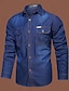 abordables chemises en jean pour hommes-Homme Chemise Chemise décontractée Chemise en jean Bleu Bleu de minuit manche longue Plein Col rabattu Plein Air du quotidien Poche avant Vêtement Tenue Mode Décontractées Confortable