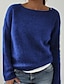 cheap Sweaters-Women&#039;s Sweater Pullover Knitted Solid Color Basic Casual Long Sleeve Regular Fit Sweater Cardigans Boat Neck Spring Summer Green Blue Black / Holiday / Going out
