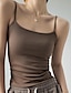 cheap Basic Women&#039;s Tops-Tank Women&#039;s Black White Camel Solid Color Sexy Street Daily Fashion Strap S