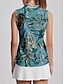 billiga Designerkollektion-Dam Vandringspolotröja Blå Ärmlös Solskydd Överdelar Löv Golfkläder för damer Kläder Outfits Bär kläder
