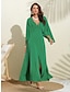 abordables vestido de fiesta-Vestido de invitada de boda para mujer maxi verde con cuello en V y manga dolman con diseño de capa