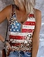 ieftine Bluze &amp; Camisole Damă-Pentru femei Bluză Steagul american Imprimeu Casual Ziua Independenței Modă Fără manșon În V Roșu-aprins Vară