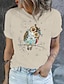 baratos T-Shirts de mulher-Mulheres Camiseta Algodão 100% Algodão Animal Diário Final de semana Imprimir Preto Manga Curta Básico Decote Redondo