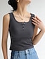 cheap Basic Women&#039;s Tops-Tank Women&#039;s Black White Brown Solid Color Button Street Daily Fashion Round Neck S
