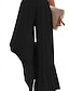 זול מכנסיים לנשים-בגדי ריקוד נשים הַבהָקָה מכנסי פשתן פשתן כותנה רגל רחבה באורך מלא שחור אביב קיץ