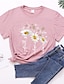 billige T-shirts til kvinde-Dame T-shirt Sommerfugl Daisy Trykt mønster Afslappet Ferie Mode Kortærmet Rund hals Gul Forår sommer