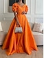preiswerte Abendkleider-A-Linie Abendkleider Elegant Kleid Formal Abiball Boden-Länge 3/4 Ärmel Schatz Ausschnitt Satin mit Gerafft 2024