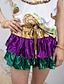 זול חצאיות מיני-בגדי ריקוד נשים חצאית מיני מותניים גבוהים חצאיות קפלים שכבות מרובות קולור בלוק מארדי גרא פֶסטִיבָל קיץ פוליאסטר אופנתי סגול