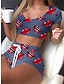 cheap Women&#039;s Sleepwear-Women&#039;s Pajamas Sets Lip Color Combo Casual Comfort Soft Home Daily Bed Polyester Breathable Crew Neck Short Sleeve Crop Top Shorts Summer Spring Black White